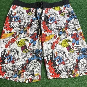 Marvel Board Shorts Men's Swim Trunks‎ Inner Mesh Lined Comic Print Size XL